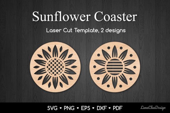 Decorative Sunflower Coaster Templates for Laser & CNC