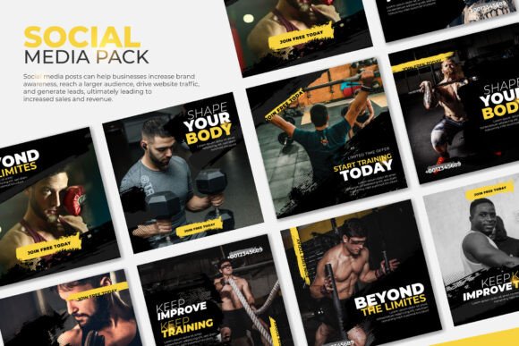 Modern Gym Social Media Design Templates for Fitness Brands