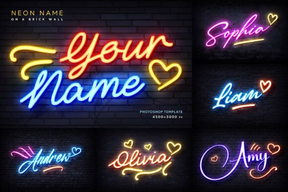 Neon Names Photoshop Templates: Create Luminous Text Effects