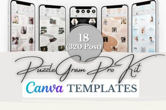 Visual Strategy: 18 (320 Post) Puzzlegram Canva Templates